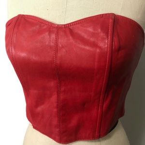 Vintage Boned Leather Bustier Small